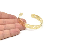 Brass Star Bracelet, Raw Brass Flat North Star Patterned Bracelet With 2 Holes, Bracelet Findings, Bangle Findings (157x10x1mm) SMP2011