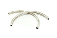 Silver Curved Tubes, 5 Antique Silver Plated Brass Square Curved Tubes (5x5x105) Bs 1528