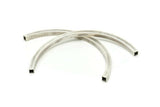Silver Curved Tubes, 5 Antique Silver Plated Brass Square Curved Tubes (5x5x105) Bs 1528