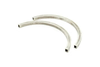 Silver Curved Tubes, 5 Antique Silver Plated Brass Square Curved Tubes (5x5x105) Bs 1528