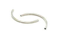 Silver Curved Tubes, 5 Antique Silver Plated Brass Square Curved Tubes (5x5x105) Bs 1528