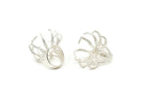 Silver Claw Ring, 925 Sterling Silver Plated Brass Claw Ring With 1 Stone Settings - Ring Size : 18mm N1686 H0977