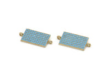 Brass Rectangle Charm, 2 Raw Brass Rectangle Charms With 2 Loops, Pendants, Findings (25x11x2mm) F045