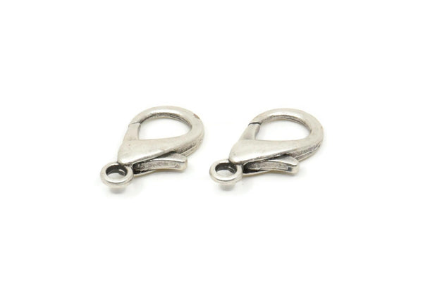 Silver Parrot Clasp, 6 Antique Silver Plated Brass Lobster Claw Clasps, Findings (21x11x4mm) F047