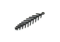 Siyah Yaprak Tılsımı, 1 Döngülü 12 Oksitlenmiş Siyah Pirinç Dal Tılsımı, Tılsım Kolye Uçları (30x8x0,60 mm) SMP0647 A6565