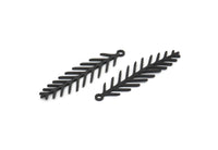 Siyah Yaprak Tılsımı, 1 Döngülü 12 Oksitlenmiş Siyah Pirinç Dal Tılsımı, Tılsım Kolye Uçları (30x8x0,60 mm) SMP0647 A6565