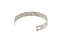 Silver Heart Bangle, Antique Silver Plated Brass Cuff Bracelet Blank Bangle With 2 Heart Holes (10x0.80mm) BRC011
