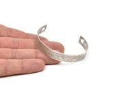 Silver Heart Bangle, Antique Silver Plated Brass Cuff Bracelet Blank Bangle With 2 Heart Holes (10x0.80mm) BRC011