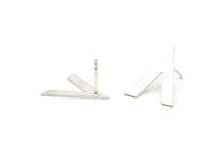 Silver Earring, 2 925 Silver V Shaped Stud Earrings (19x17x0.60mm) P027