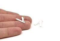 Silver Earring, 2 925 Silver V Shaped Stud Earrings (19x17x0.60mm) P027
