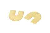Gold U Shape Charm, 6 Textured Gold Plated Brass U Shaped Charms With 1 Hole, Blank (15x0.80mm) M332