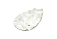 Silver Drop Charm, 925 Silver Wavy Drop Charm With 1 Hole, Findings (44x29mm) D1011