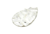 Silver Drop Charm, 925 Silver Wavy Drop Charm With 1 Hole, Findings (44x29mm) D1011