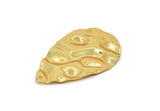 Gold Drop Charm, Gold Plated Brass Wavy Drop Charm With 1 Hole, Findings (44x29mm) D1011