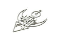Çelik Ay Tılsımı, Paslanmaz Çelik Lotus Çiçekleri, 1 Halkalı Hilal Ay Tılsımları (45x31x0,80 mm) SMP1902