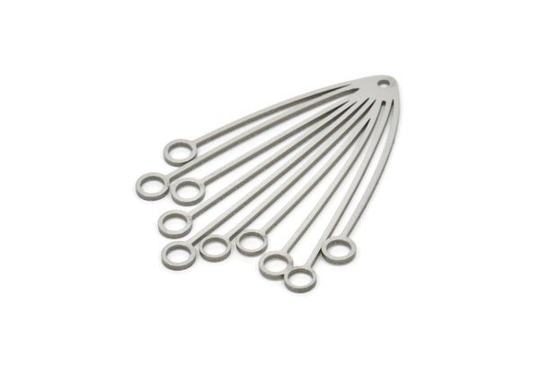 Steel Fringed Charm, Stainless Steel Fringe Shaped Charms With 1 Hole (44x33x0.80mm) SMP1906