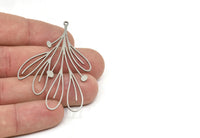 Steel Flower Charm, Stainless Steel Flower Charms With 1 Loop, Charm Pendants, Findings (60x40x0.80mm) SMP1908