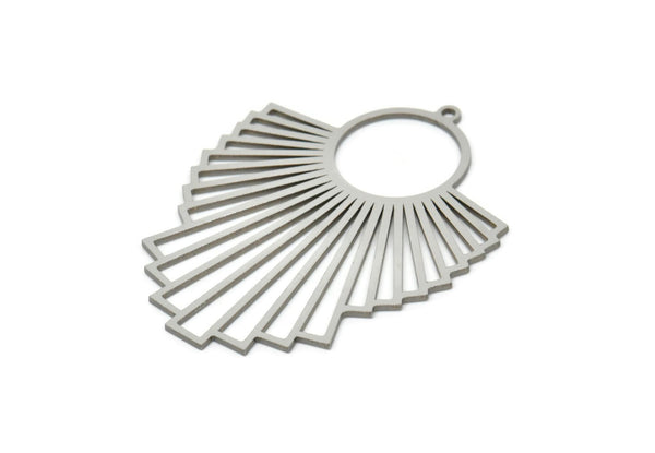 Steel Geometric Charm, Stainless Steel Geometric Charms With 1 Loop, Steel Earring Charms, Steel Charms  (43x33x0.80mm) SMP1909