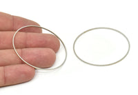 50mm Silver Ring - 6 Silver Tone Brass Circle Connectors (50x1x1mm) BS 1083