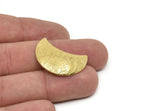 Cambered Textured Moon, 4 Raw Brass Flower Textured Moon Findings (28x14mm) C022