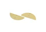 Semi Circle Charm, 12 Raw Brass Half Moon Charms With 2 Holes, Findings (8x21x1mm) A5539