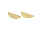 Semi Circle Charm, 12 Raw Brass Half Moon Charms With 2 Holes, Findings (8x21x1mm) A5539