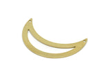 Brass Moon Charm, 6 Raw Brass Moons With 2 Holes, Findings (44x14x0.80mm) R063