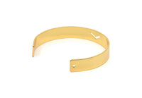 Gold Chevron Cuff - Gold Plated Brass Cuff Bracelet Blank Bangle Chevron With 2 Holes (10x1mm) BRC010