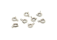Spring Ring Clasp - 24 Antique Silver Plated Brass Round Spring Ring Clasps (5.5mm) A0890
