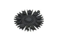 Ay Evreleri Tılsımı, Oksitlenmiş Siyah Pirinç Hilal Tılsımı, 1 Halka, Kolye Ucu (31x29mm) N1458