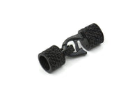 6mm Leather Cord Caps, Oxidized Black Brass Leather Cord End, Hook Ends for 6mm Leather Cord (16x14x10mm) N0310