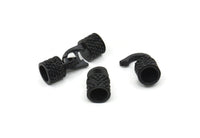 6mm Leather Cord Caps, Oxidized Black Brass Leather Cord End, Hook Ends for 6mm Leather Cord (16x14x10mm) N0310