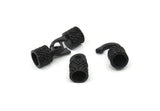 6mm Leather Cord Caps, Oxidized Black Brass Leather Cord End, Hook Ends for 6mm Leather Cord (16x14x10mm) N0310