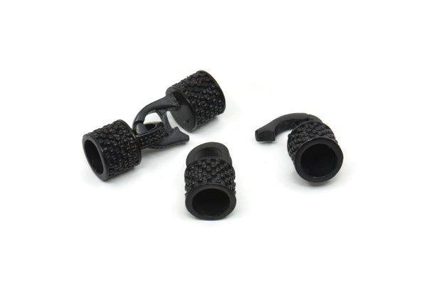 6mm Leather Cord Caps, Oxidized Black Brass Leather Cord End, Hook Ends for 6mm Leather Cord (16x14x10mm) N0310