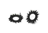Siyah Yuvarlak Küpe, 4 Oksitlenmiş Siyah Pirinç Yuvarlak Küpe Çivisi (18 mm) N1228