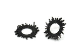 Siyah Yuvarlak Küpe, 4 Oksitlenmiş Siyah Pirinç Yuvarlak Küpe Çivisi (18 mm) N1228