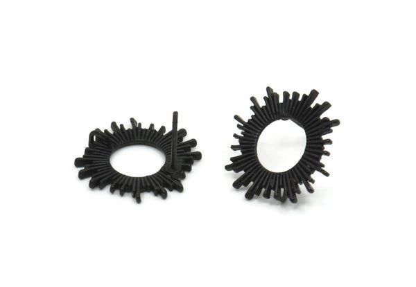 Siyah Yuvarlak Küpe, 4 Oksitlenmiş Siyah Pirinç Yuvarlak Küpe Çivisi (18 mm) N1228