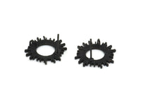 Siyah Yuvarlak Küpe, 4 Oksitlenmiş Siyah Pirinç Yuvarlak Küpe Çivisi (18 mm) N1228