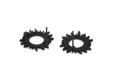 Siyah Yuvarlak Küpe, 4 Oksitlenmiş Siyah Pirinç Yuvarlak Küpe Çivisi (18 mm) N1228