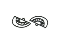 Yarım Daire Charm, 1 Döngülü 24 Oksitlenmiş Siyah Pirinç Yarım Daire Charm, Kolye Charm (12,5x18x0,60 mm) A4292