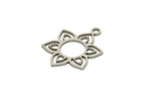 Steel Flower Charm, Stainless Steel Flower Charms With 1 Loop, Charm Earrings (21x16x0.80mm) SMP2015