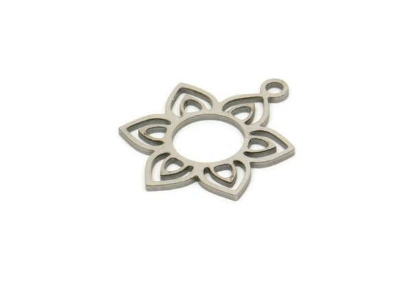 Steel Flower Charm, Stainless Steel Flower Charms With 1 Loop, Charm Earrings (21x16x0.80mm) SMP2015
