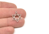 Steel Flower Charm, Stainless Steel Flower Charms With 1 Loop, Charm Earrings (21x16x0.80mm) SMP2015