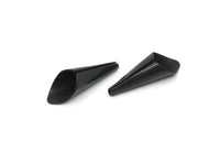 Cone Bead Caps, 12 Oxidized Black Brass Cone Bead Caps, Findings (21x7mm) D0059