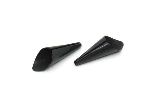 Cone Bead Caps, 12 Oxidized Black Brass Cone Bead Caps, Findings (21x7mm) D0059