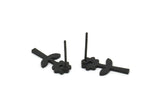 Siyah Çiçek Küpe, 8 Oksitlenmiş Siyah Pirinç Ayçiçeği Şekilli Çivi Küpe (16x8x1mm) A3797