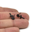 Siyah Çiçek Küpe, 8 Oksitlenmiş Siyah Pirinç Ayçiçeği Şekilli Çivi Küpe (16x8x1mm) A3797