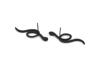 Siyah Yılan Küpe, 4 Oksitlenmiş Siyah Pirinç Yılan Küpe (38x13x2mm) N1593 H1679