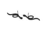Siyah Yılan Küpe, 4 Oksitlenmiş Siyah Pirinç Yılan Küpe (38x13x2mm) N1593 H1679