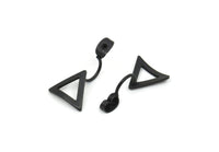 Siyah Arka Tıpalar, 4 Oksitlenmiş Siyah Pirinç Üçgen Küpe Saplaması Arka Tıpalar (23x13mm) E364